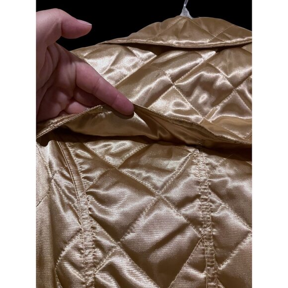 Y2K South Pole Quilted Trench Coat M Gold Belt McBling ASO Jaslene Gonzalez ANTM - Picture 9 of 14